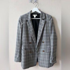 Oversized Plaid Blazer(matching mini skirt avail)